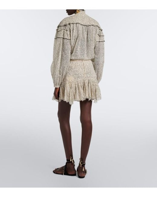 Isabel Marant Natural Daneen Polka-Dot Cotton Voile Miniskirt
