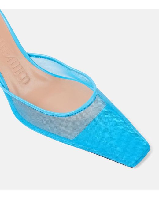 The Attico Blue Mules Juno Aus Mesh Mit Leder