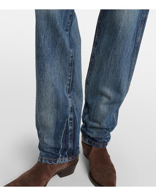 Khaite Blue Farley High-Rise Straight Jeans