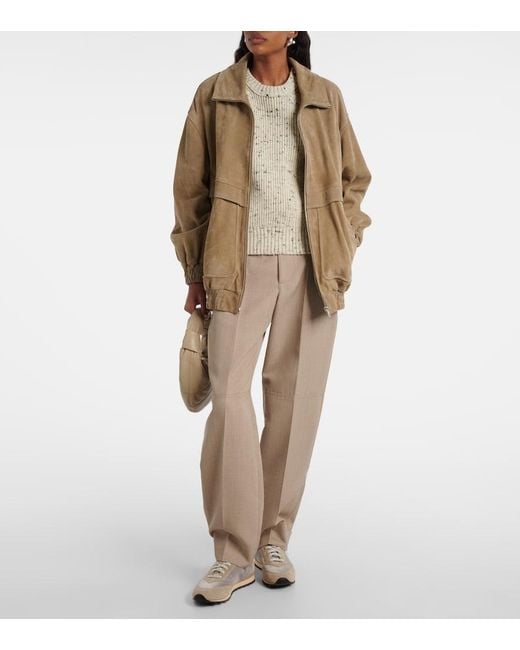 Le Monde Beryl White Slim Runner Velvet And Suede Sneakers