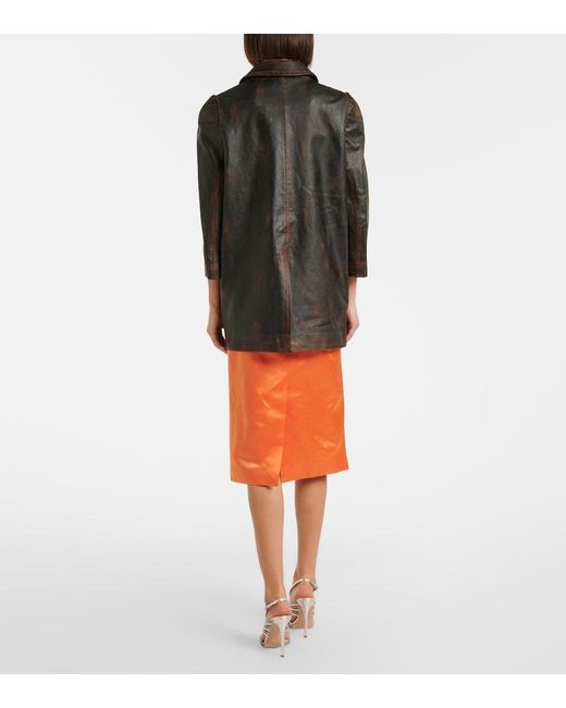 ShuShu/Tong Orange Embellished Linen And Silk Slip Skirt