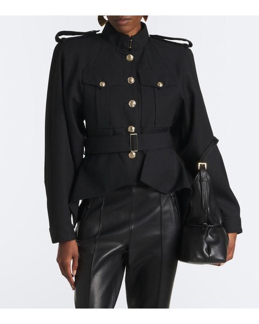 Balmain Black Belted Wool Jacket