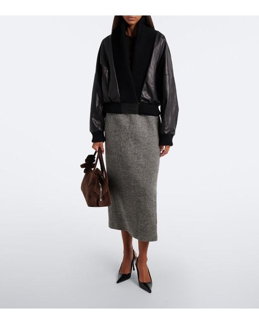Magda Butrym Gray Wool And Cashmere-Blend Midi Skirt