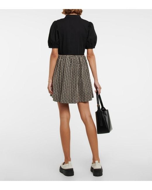 See By Chloé Black See By Chloe Floral Embroidered Cotton Minidress