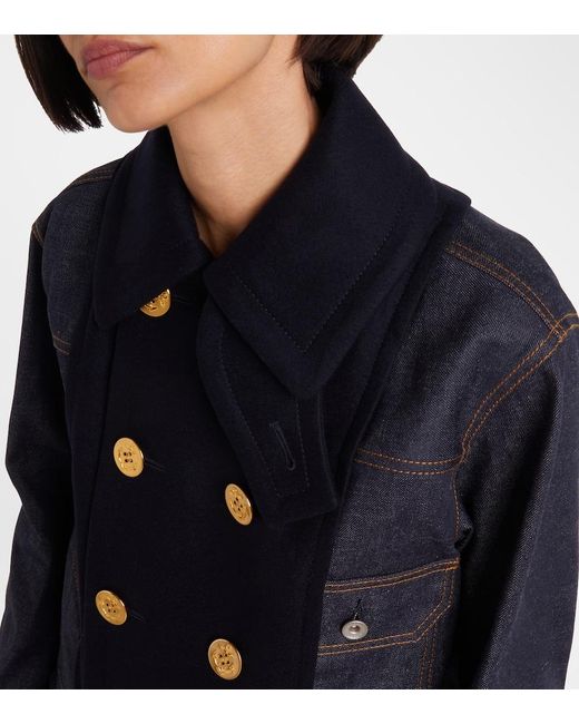 Sacai Blue Paneled Denim Jacket