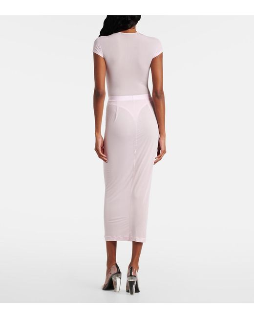 Wardrobe NYC Pink Sheer Technical Bodysuit