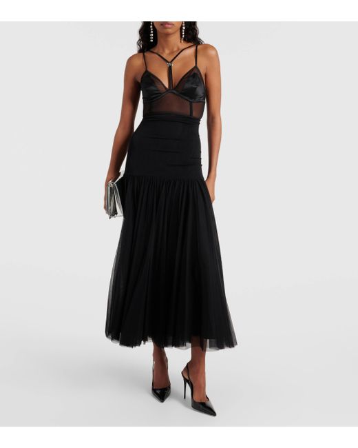 Dolce & Gabbana Black Panelled Bustier Midi Dress