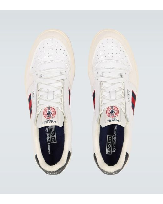 Polo Ralph Lauren Court Leather Sneakers in White for Men | Lyst