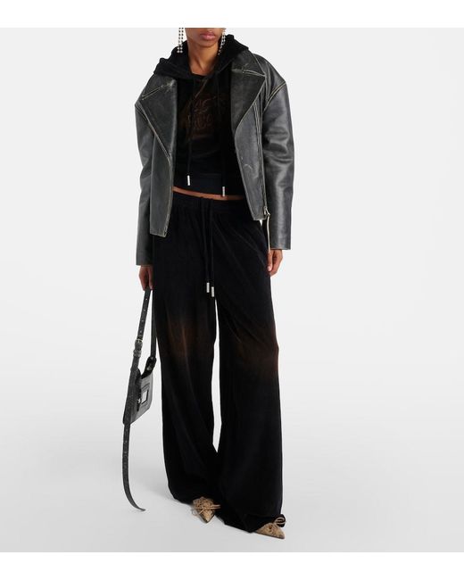 Acne Black Faro Cotton-Blend Velvet Hoodie