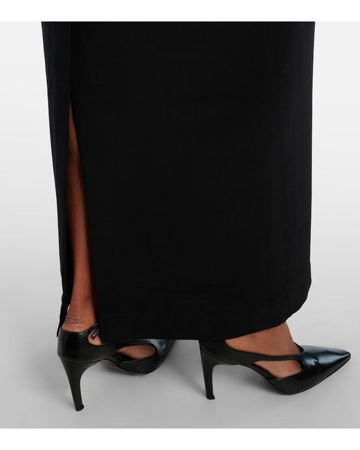 Totême Black Petal Silk-Trimmed Maxi Dress