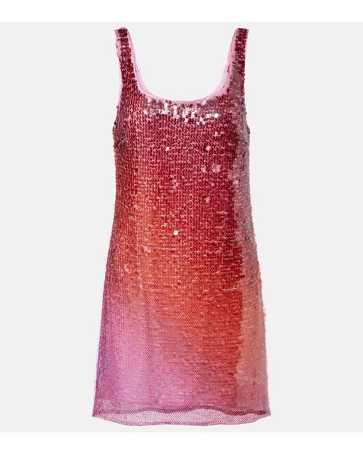 Jonathan Simkhai Red Alayna Ombre Sequined Minidress