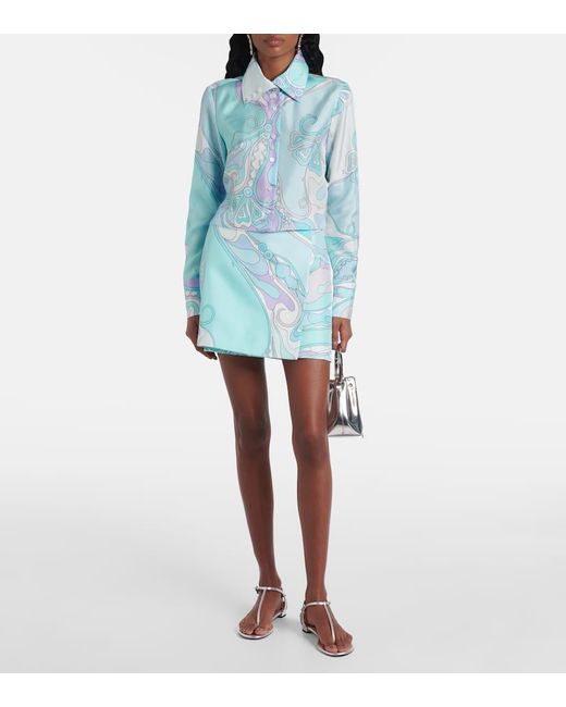 Emilio Pucci Blue Hemd Orchidee Aus Seide