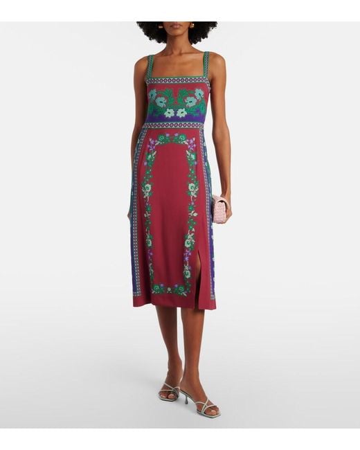 LaDoubleJ Red Buy Me A Martini Floral Midi Dress