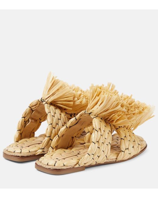Dries Van Noten Metallic Raffia Espadrille Slides