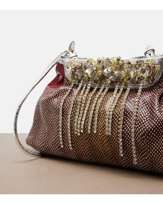 Dries Van Noten Red Blossom Small Patent Leather Crossbody Bag