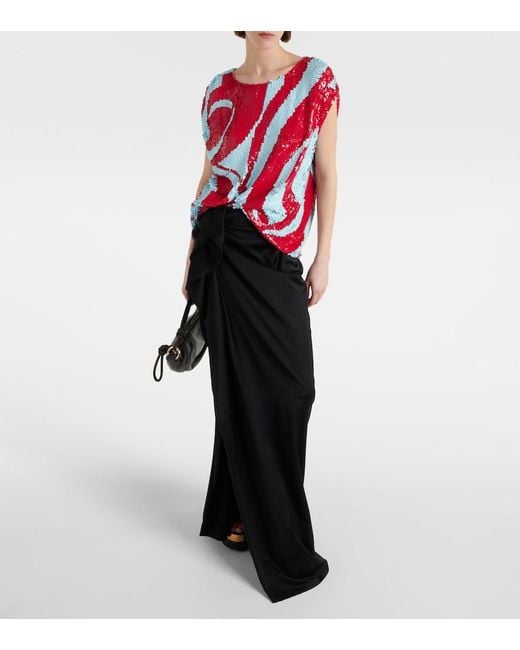 Dries Van Noten Red Sequined Top