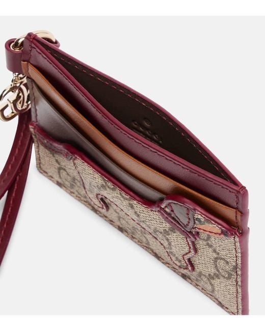 Gucci Brown Card Case With Double G And Dog