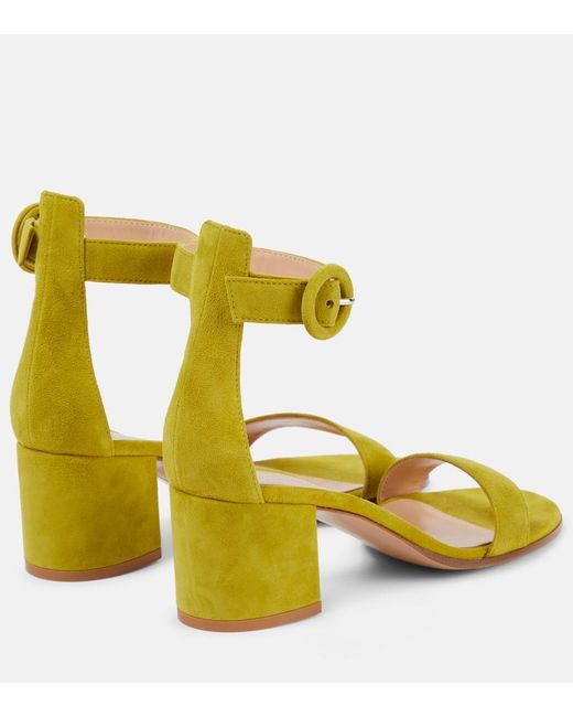 Gianvito Rossi Yellow Versilia 60 Suede Sandals
