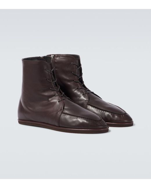 Auralee Brown Leather Ankle Boots for men