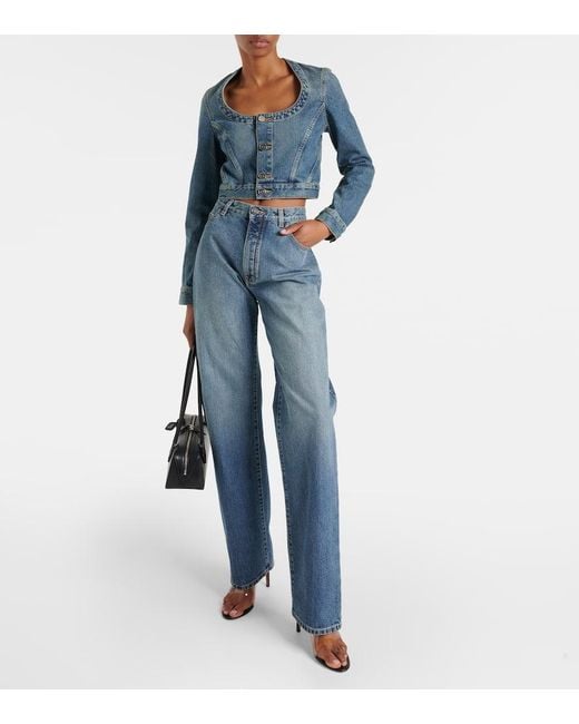 Alaïa Blue Cropped-Jeansjacke