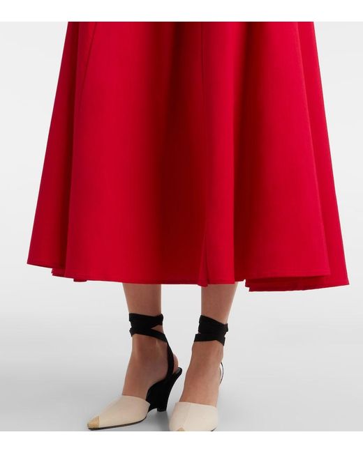 Staud Red Gwen Cotton Poplin Midi Dress