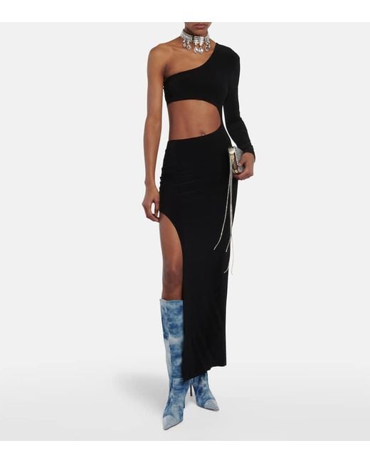 Alexandre Vauthier Blue Tie-Dye Denim Knee-High Boots