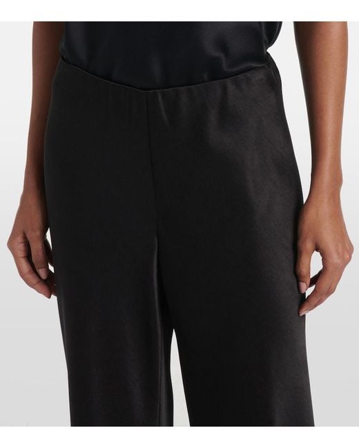 Vince Black High-Rise Satin Straight Pants