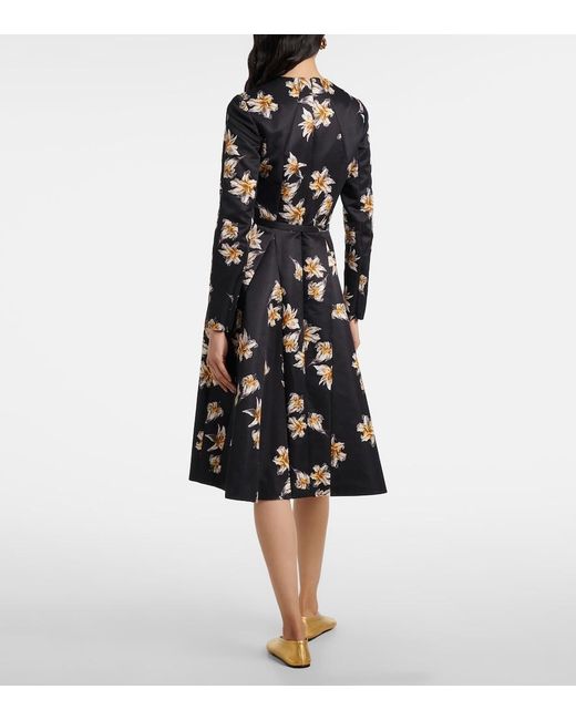 Emilia Wickstead Black Uccellina Floral Duchess Satin Midi Dress