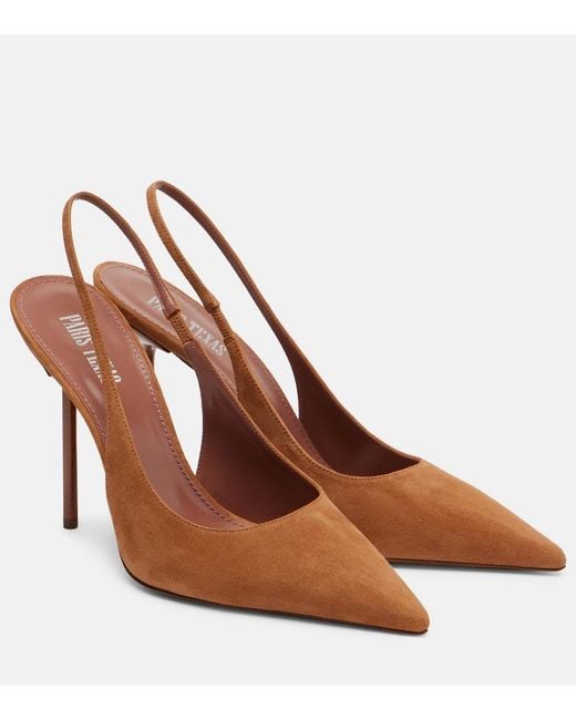 Paris Texas Brown Lidia 105 Suede Slingback Pumps
