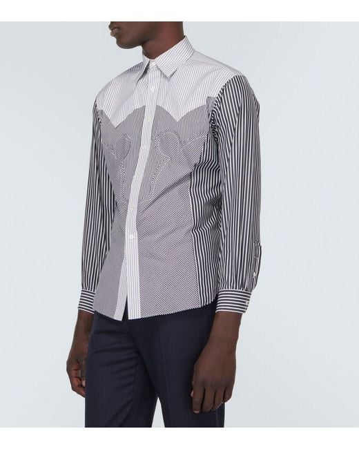 Maison Margiela Gray Striped Cotton-Blend Shirt for men