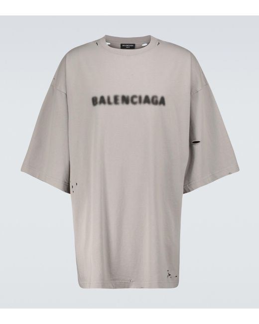 Balenciaga T-Shirt Blurred aus Baumwolle in Gray für Herren