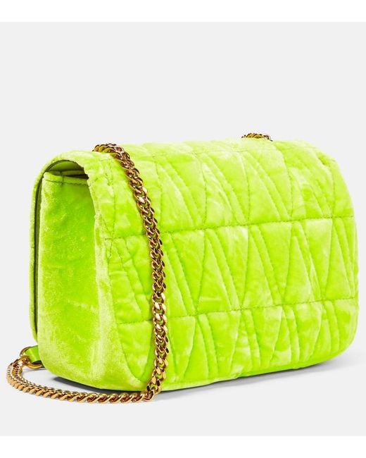 Versace Yellow Virtus Small Velvet Shoulder Bag