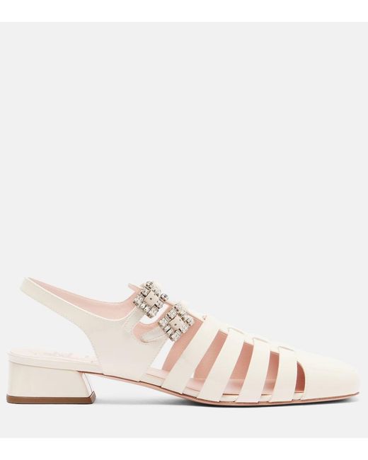 Roger Vivier Natural Mini Tres Vivier 25 Leather Sandals