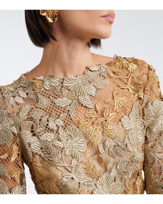 Oscar de la Renta Natural Guipure Lace Gown