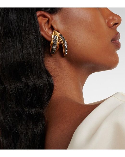 Balenciaga Metallic Bloom Crystal-Embellished Earrings