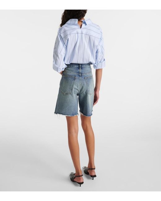 Nili Lotan Blue Russel Low-Rise Denim Shorts