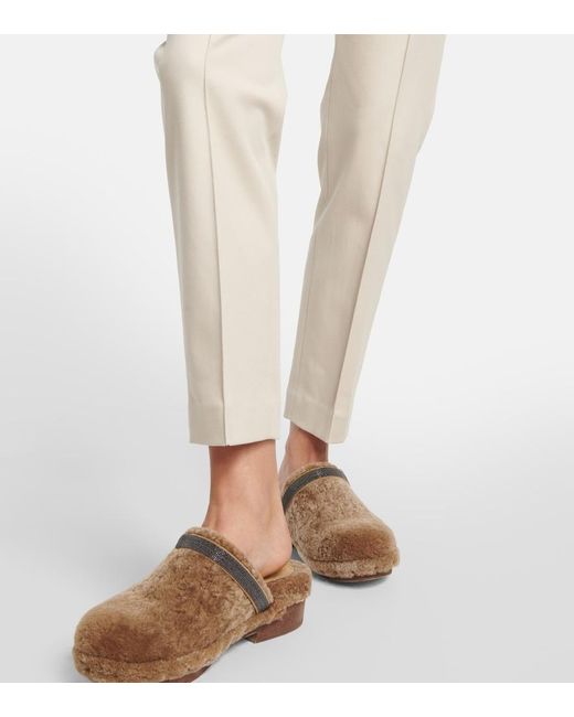Brunello Cucinelli Natural Cotton-Blend Slim Pants