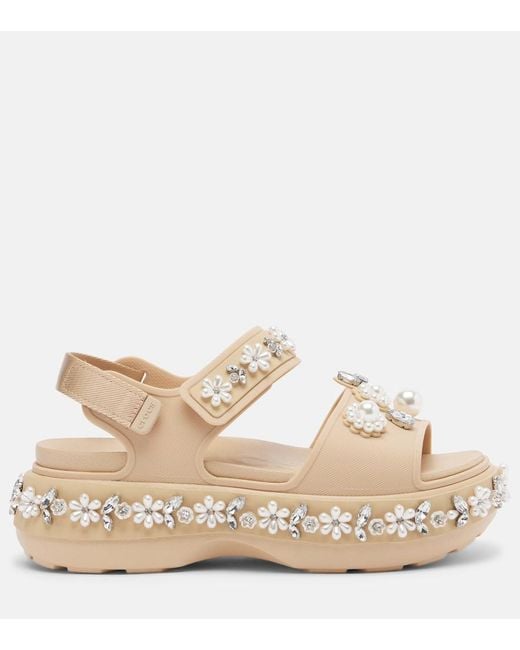 Simone Rocha Natural X Crocs Embellished Platform Sandals
