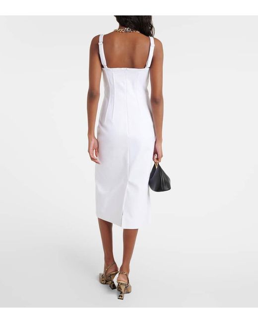Sportmax White Cotton Bustier Midi Dress