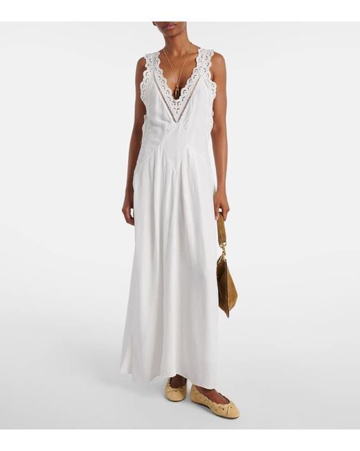 Isabel Marant White Freda Broderie Anglaise Maxi Dress