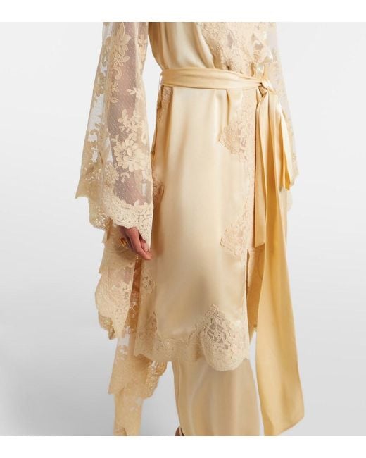 Zimmermann Natural Como Lace-Trimmed Draped Silk Midi Dress