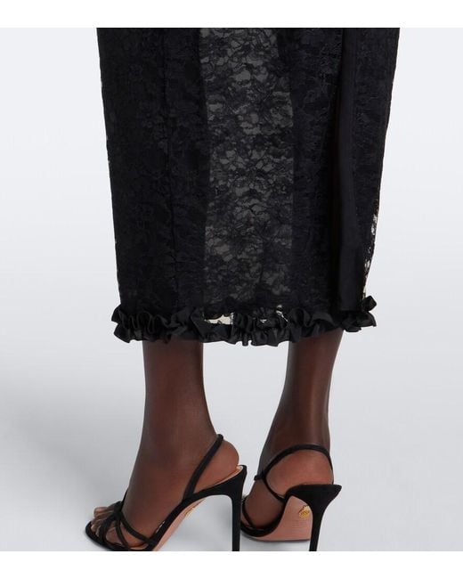 Alessandra Rich Black Bow-Detail Ruffled Lace Cocktail Dress