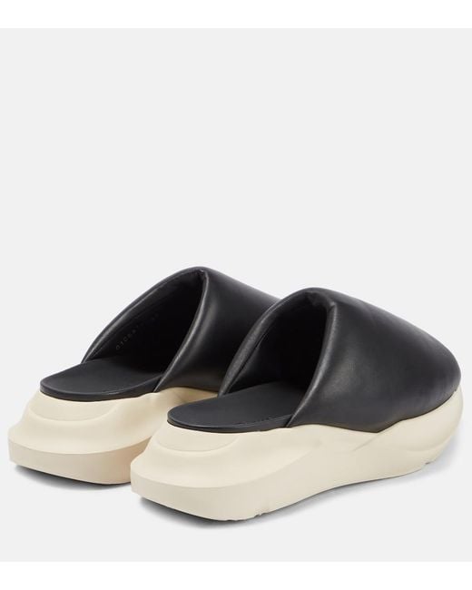 Rick Owens Black Geth Padded Leather Platform Sliders
