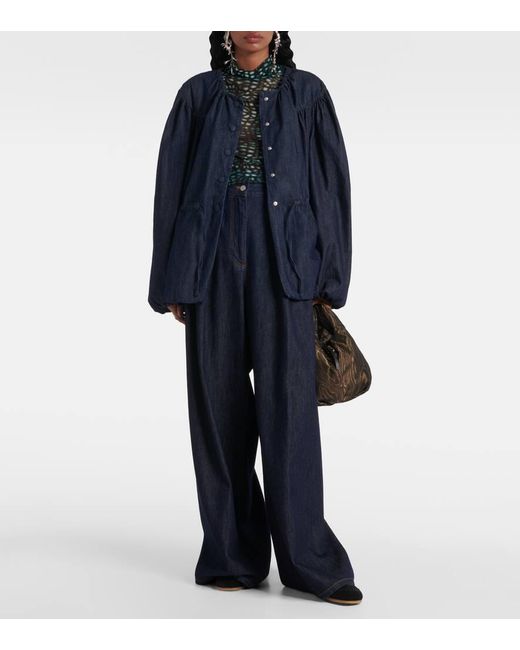 Dries Van Noten Blue Bluse Aus Denim
