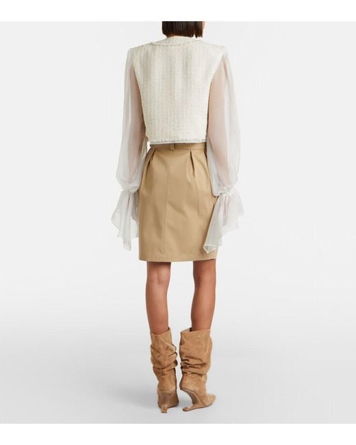 Balmain Natural Belted Cotton Gabardine Miniskirt