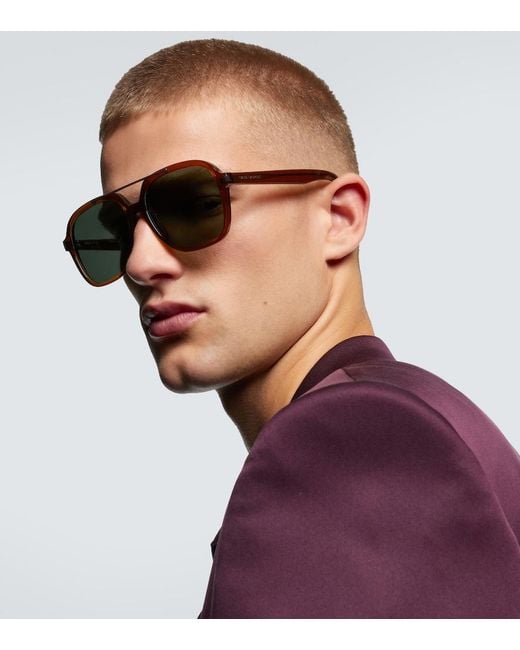 Saint Laurent Brown Sl 545 Aviator Sunglasses for men