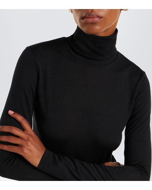 Jil Sander Black Jersey Turtleneck Top