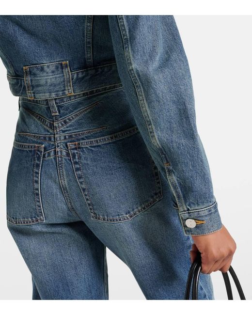Giacca di jeans cropped di Alaïa in Blue