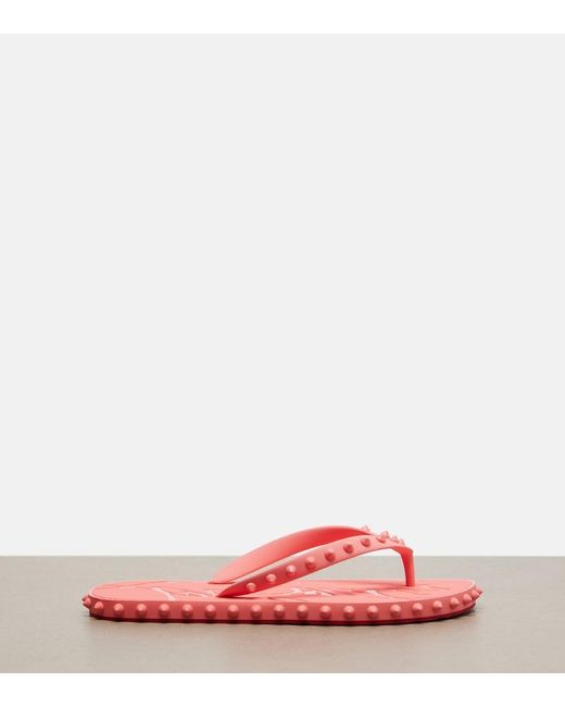Christian Louboutin Pink Super Loubi Flip Spiked Thong Sandals