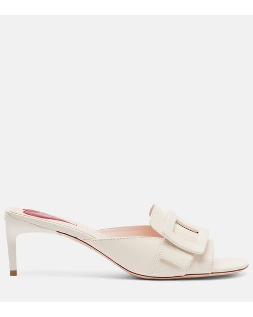 Roger Vivier Pink Viv' Choc Leather Mules